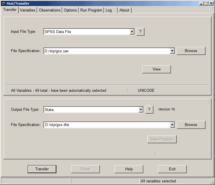Stat/Transfer - File Transfer between all relevant Statistic Programs